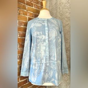 J. Jill White Shirt Collection tunic hand dyed with indigo. One of a kind.